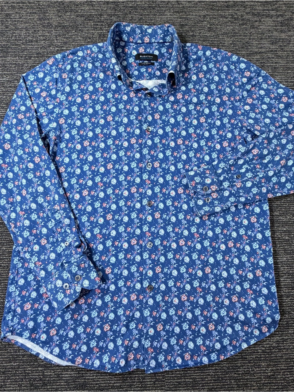 Bugatchi Blue Floral Long-Sleeve Button Down Shirt